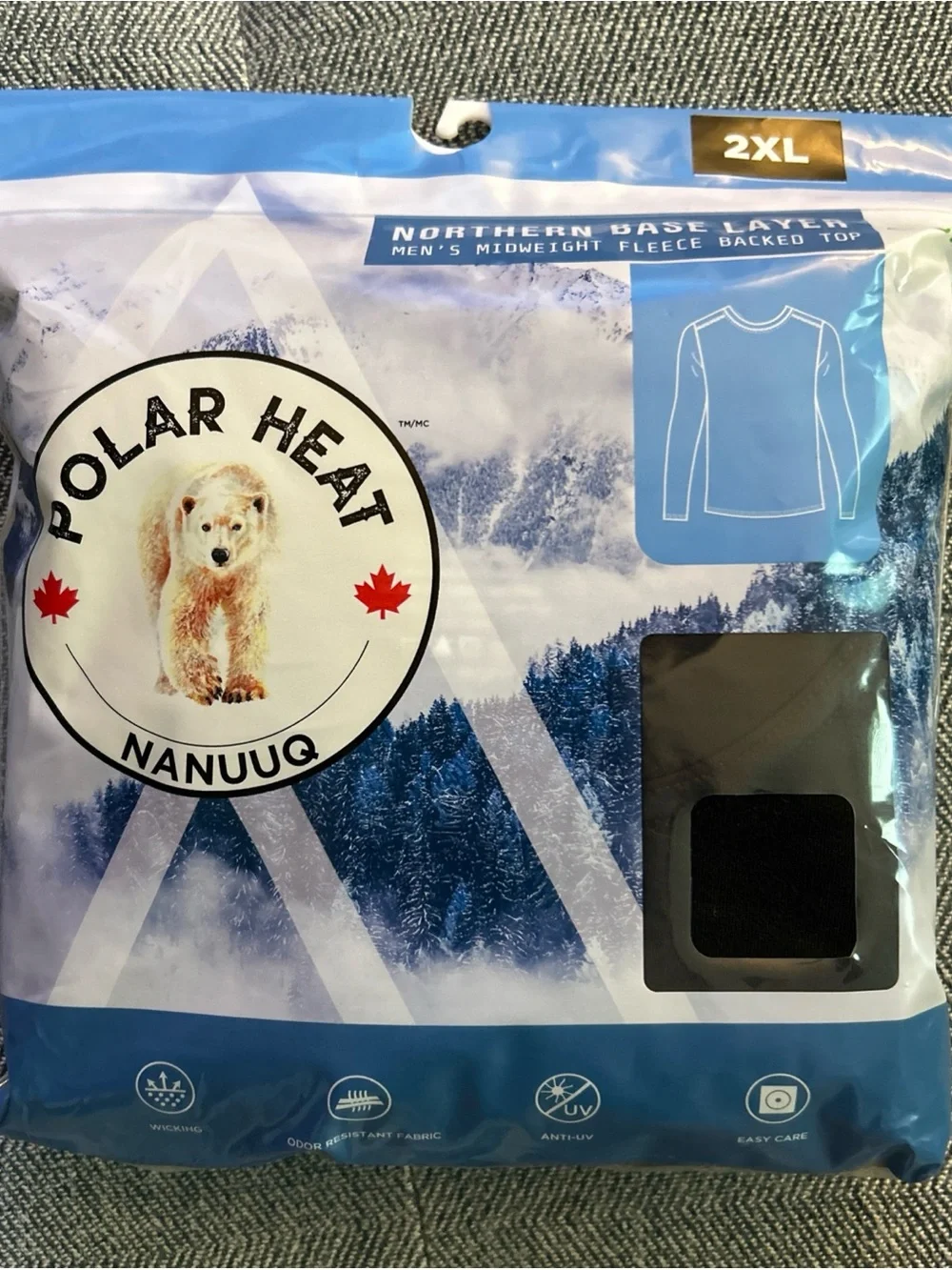 POLAR HEAT NANUUQ MENS THERMAL BASE LAYER TOP 2XL Midweight Fleece Backed Top